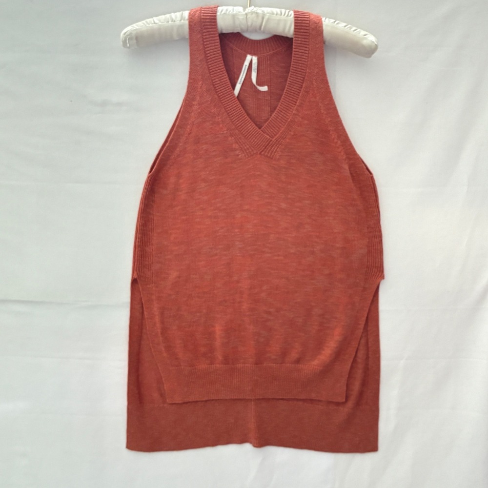 Anthropologie‎ Tunic Sweater Vest XXSP Orange High Low Tank Minimalist Earthy